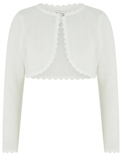 Niamh Sparkle Knit Cardigan with Crystal Button, Ivory (IVORY), large