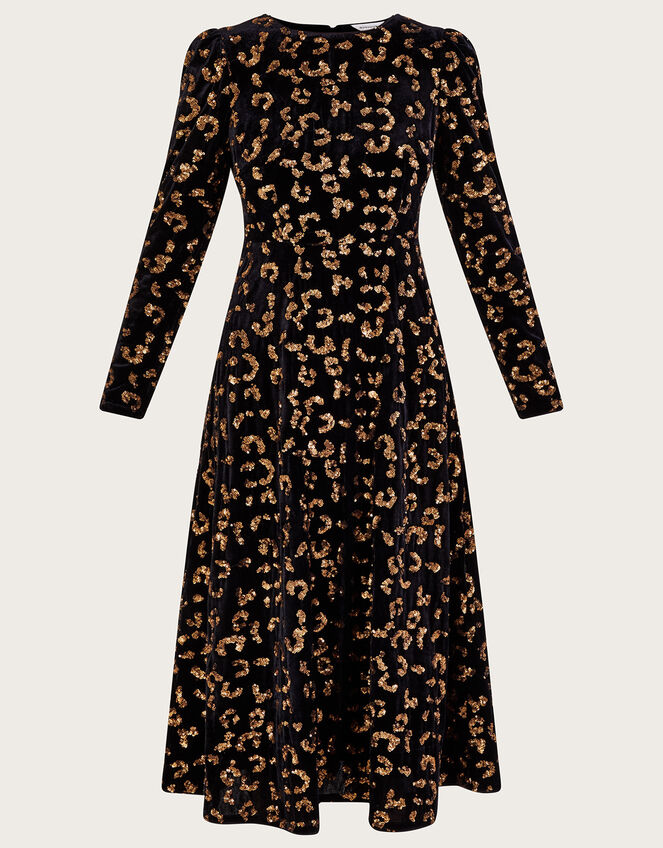 Arwen Animal Sequin Dress, Black (BLACK), large
