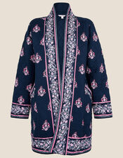 Heritage Print Border Quilted Jacket, Blue (NAVY), large