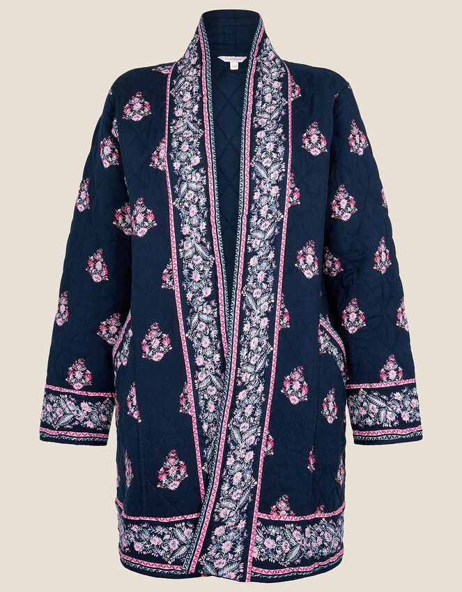 Heritage Print Border Quilted Jacket, Blue (NAVY), large