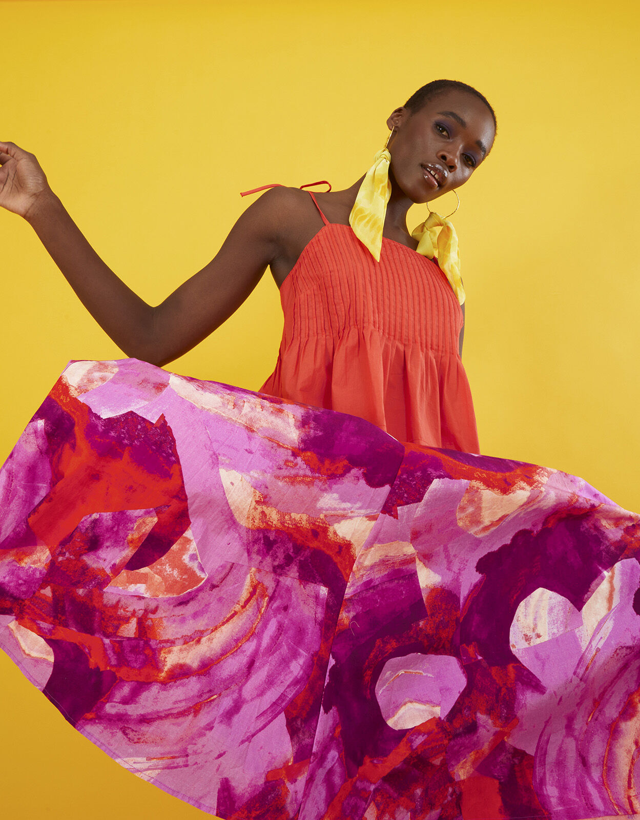Khari Abstract Print Midi Skirt Pink Skirts Monsoon UK