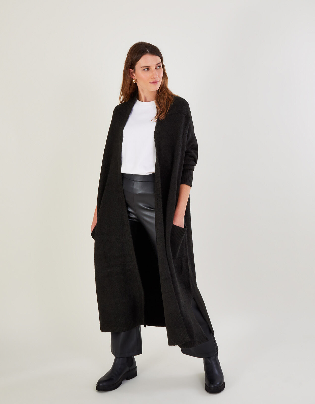 Long black cardigan coat store