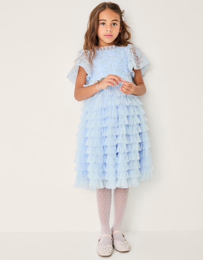 Baby Shikha Embellished Frill Dress, Blue (PALE BLUE), large
