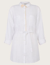 Liz Upcycled Embroidered Shirt, White (WHITE), large