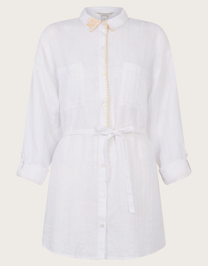 Liz Upcycled Embroidered Shirt, White (WHITE), large