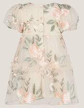 Baby Azalea Puff Sleeve Embroidered Dress, White (WARM IVORY), large