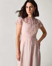 Monica Lace Midi Bridesmaid Dress, Pink (SOFT PINK), large