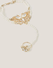 Pearl Butterfly Ring & Hand Chain, , large