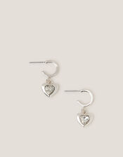 Heart Gemstone Hoop Drop Earrings, , large