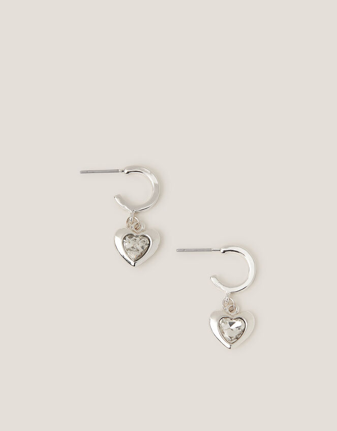 Heart Gemstone Hoop Drop Earrings, , large