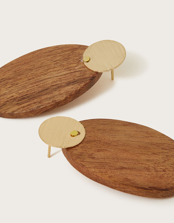 Wooden Drop Earrings, , large