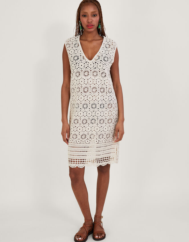 Crochet Tunic Dress, Natural (NATURAL), large