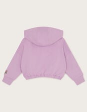 Brushed Flower Applique Hoodie, Purple (LILAC), large