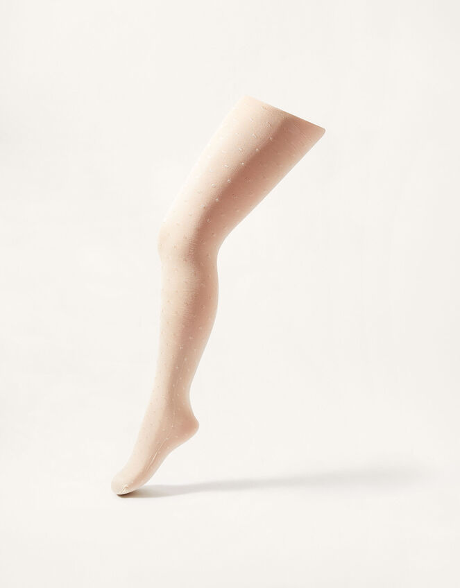 35 Denier Bridal Spot Tights, Ivory (IVORY), large