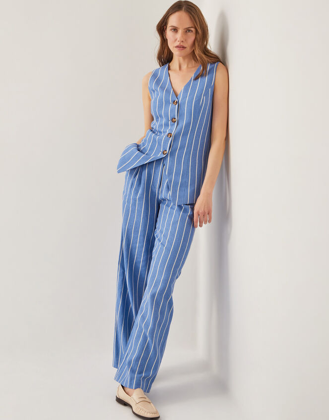 Susan Stripe Waistcoat, Blue (BLUE), large