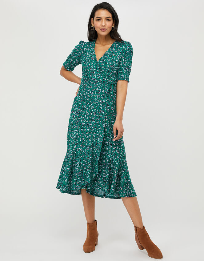 Fagen Ditsy Print Midi Dress, Green (GREEN), large