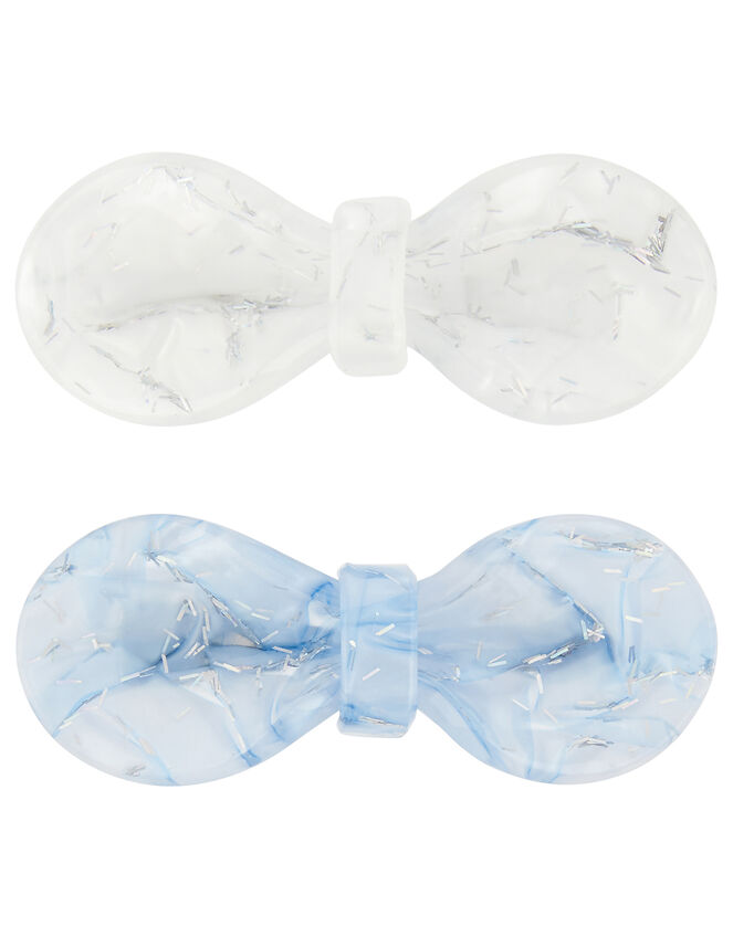 2 Glitter Resin Bow Hair Clips, , large