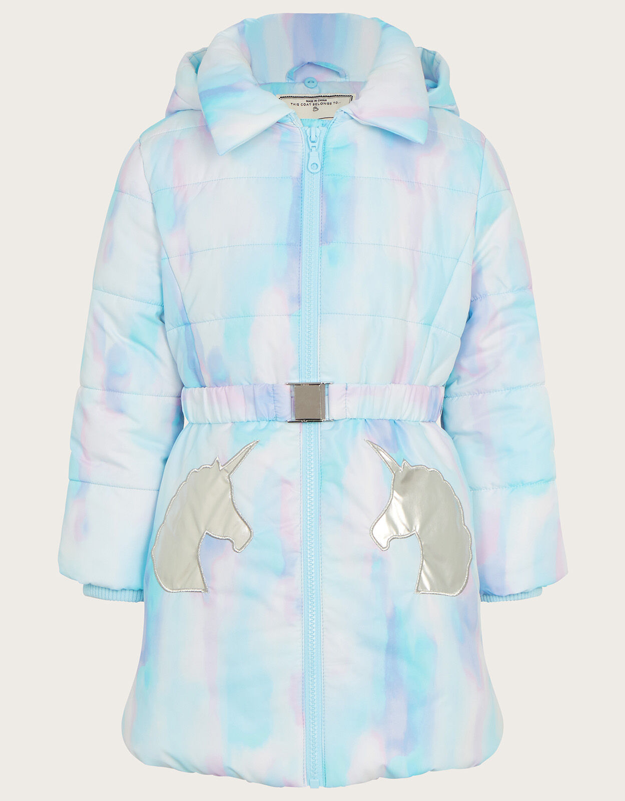 Watercolour Unicorn Padded Coat Ivory Girls Coats Jackets Monsoon UK