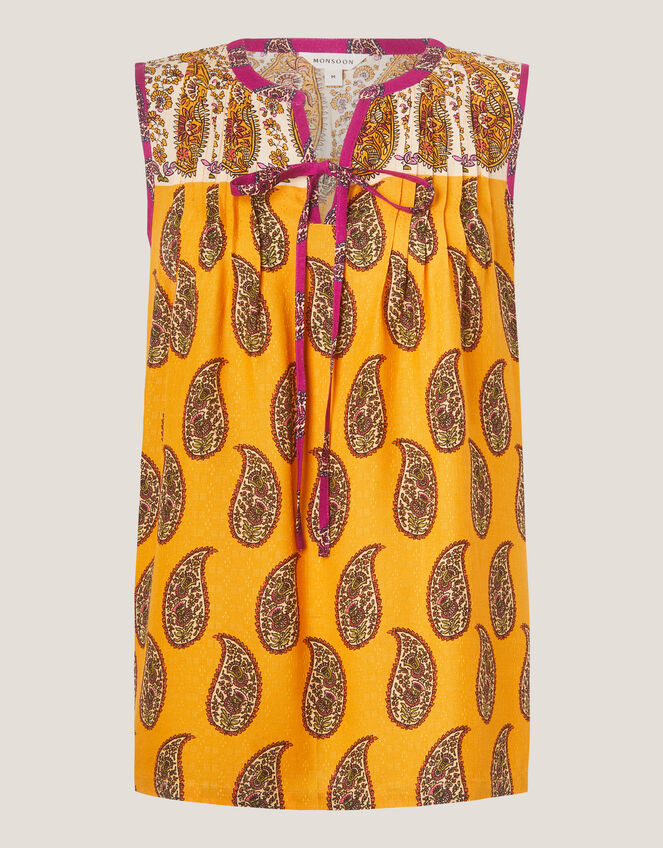 Magdalena Sleeveless Paisley Top Yellow
