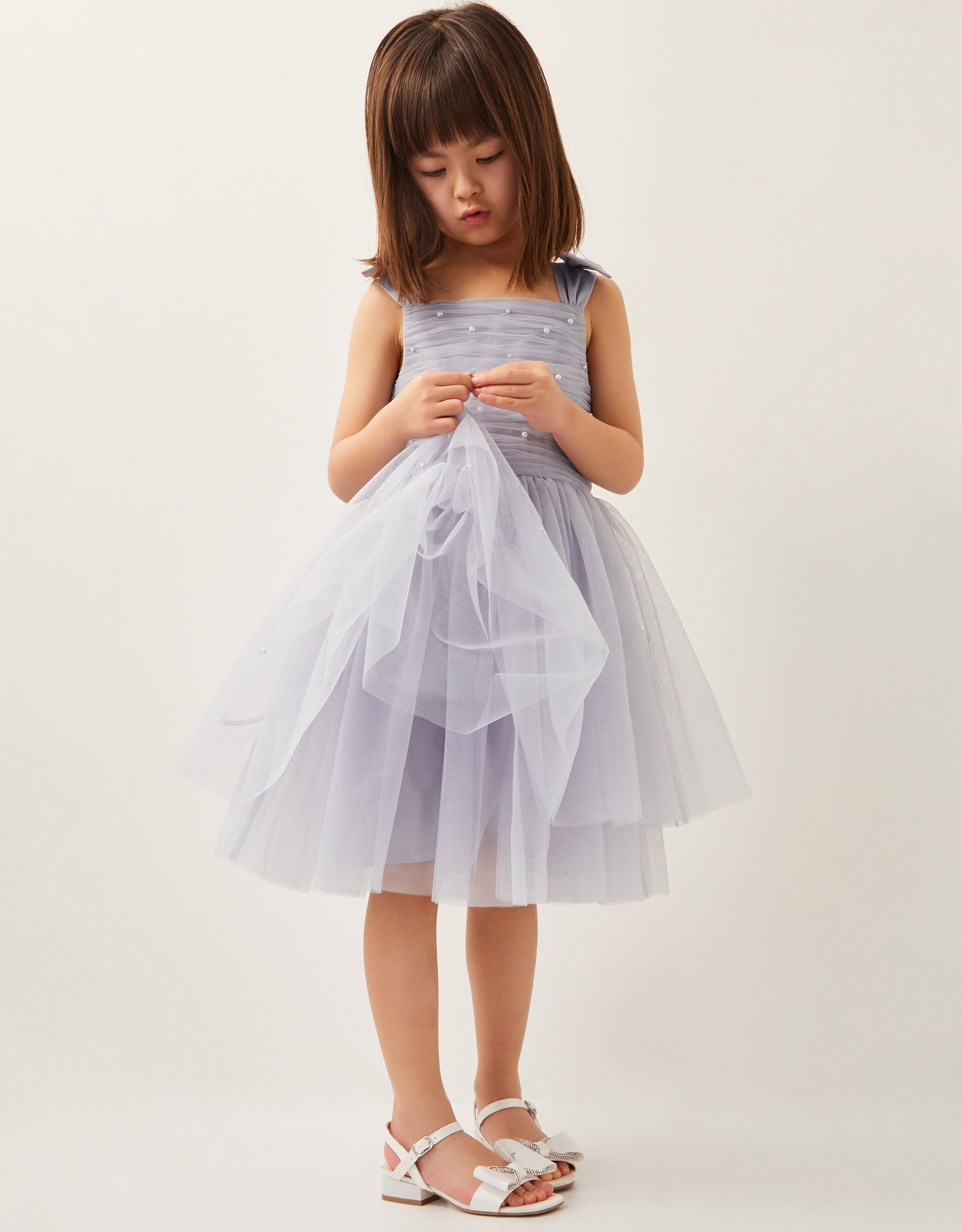 Olivia Pearl Ruched Tulle Dress Blue