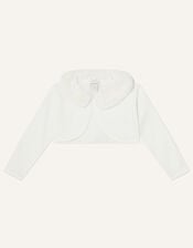 Baby Fluffy Collar Super-Soft Cardigan, Ivory (IVORY), large