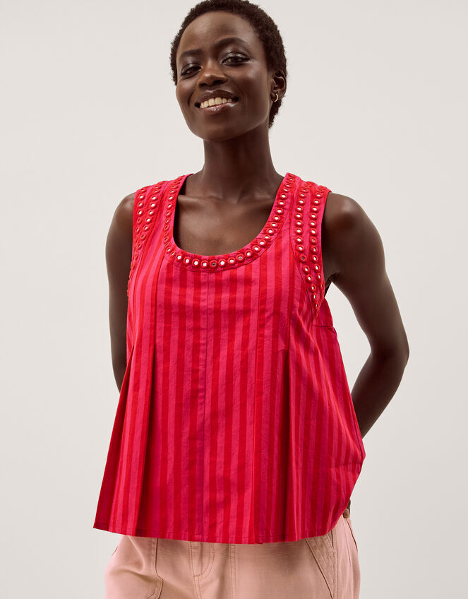 Fifi Sleeveless Stripe Top, Pink (PINK), large