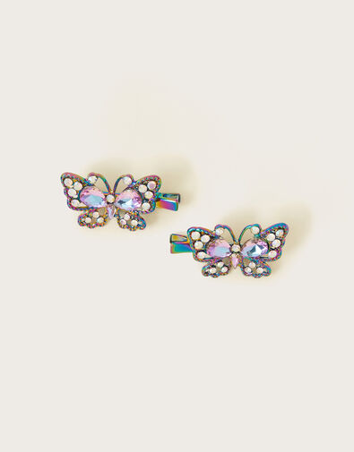 Ombre Butterfly Hair Clips Set of Two, , large