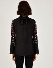 Glenn Embroidered Paisley Top , Black (BLACK), large