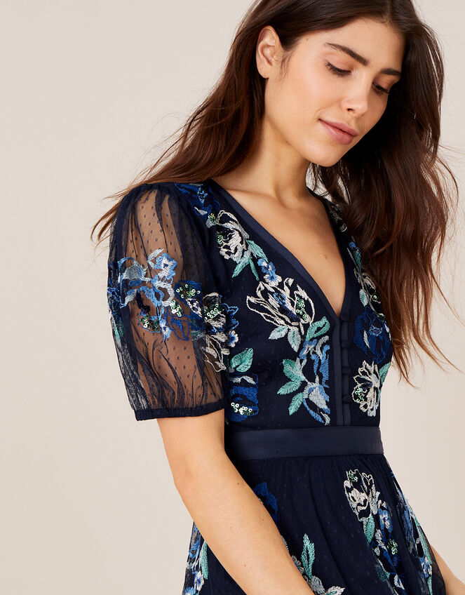 Oma Embroidered Midi Dress, Blue (NAVY), large