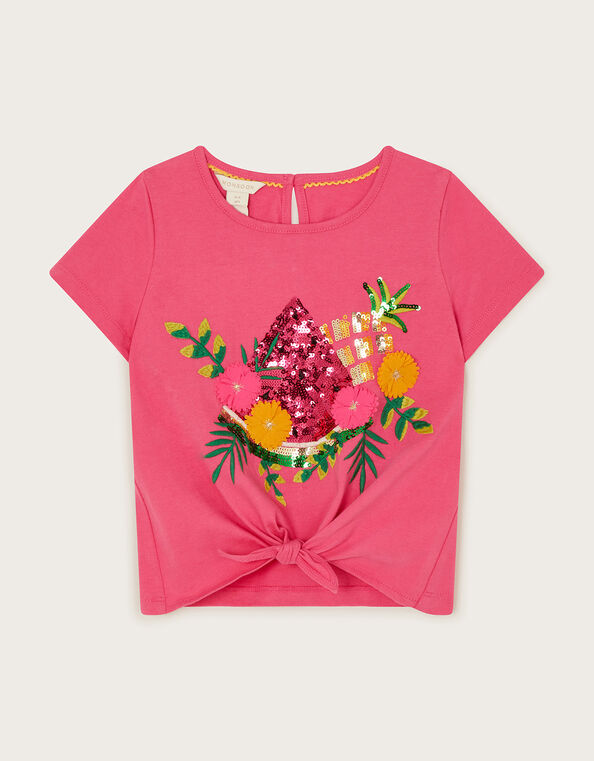 Sequin Embellished Fruit T-Shirt, Pink (PINK), large