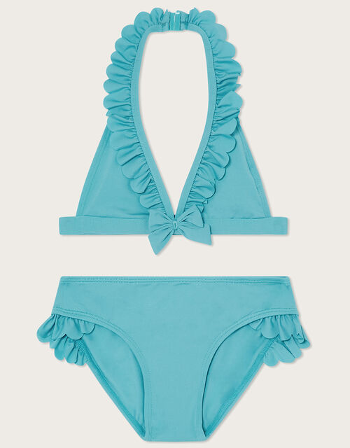 Plain Triangle Bikini Set, Blue (BLUE), large
