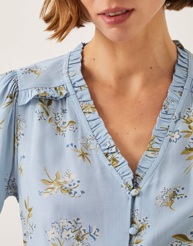 Sarah Floral Button Blouse, Blue (BLUE), large