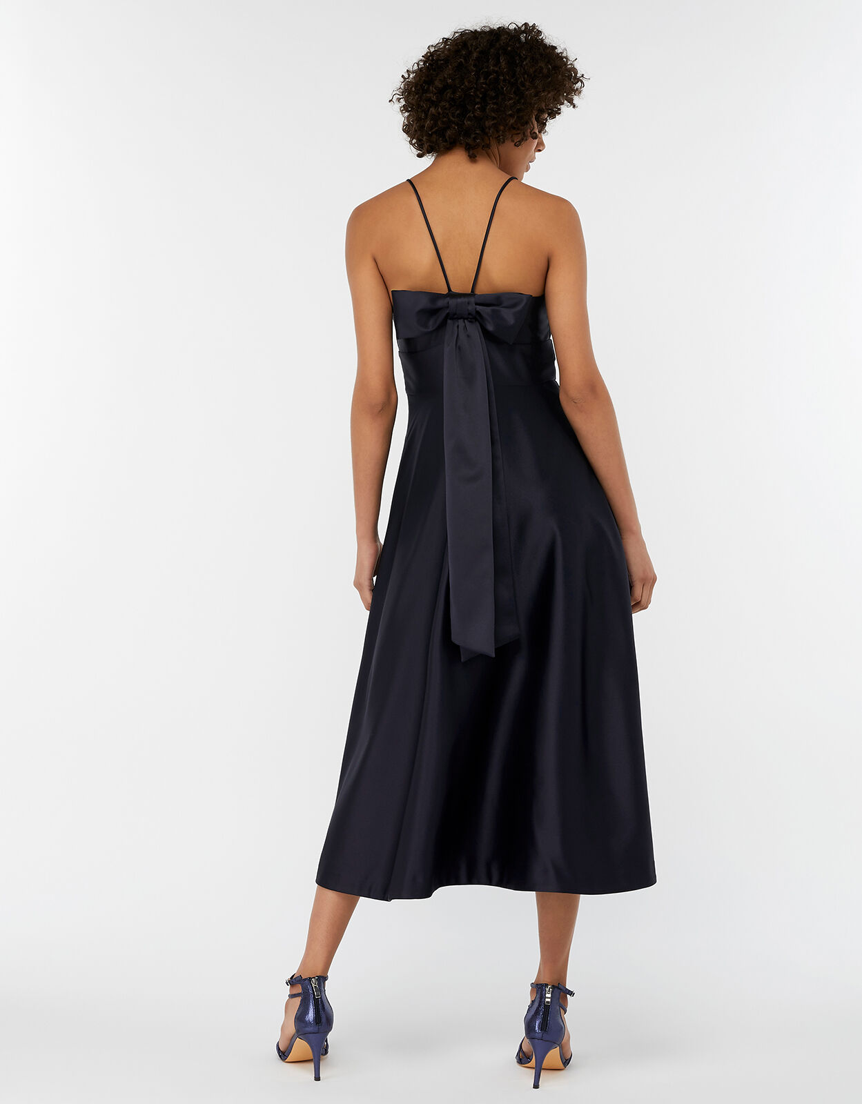 Abbey satin deals bow midi dress