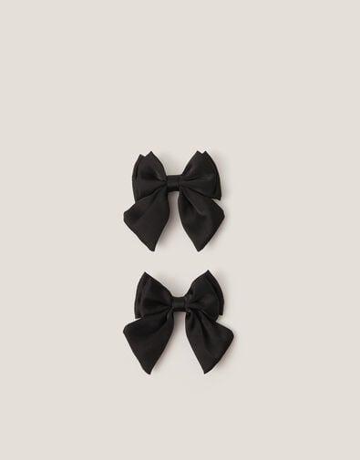2-Pack School Bow Hair Clips, Black (BLACK), large