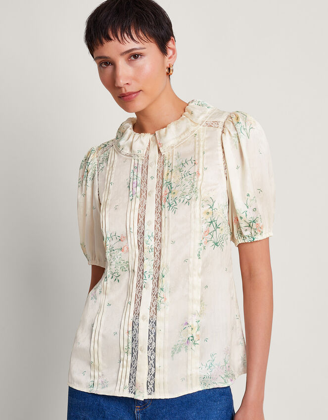 Dianna Satin Blouse , Ivory (IVORY), large