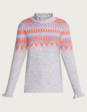 Frey Fair Isle Jumper, Grey (GREY), large