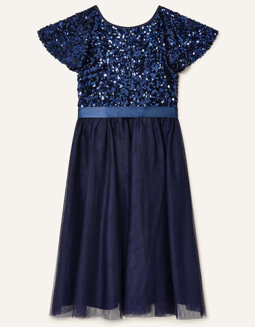 Truth Sequin Flutter Sleeve Dress, Blue (NAVY), large
