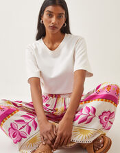 Tina Summer Floral Wide Leg Trousers, Pink (PINK), large