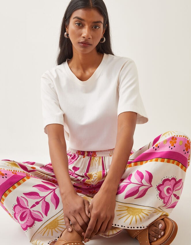 Tina Summer Floral Wide Leg Trousers, Pink (PINK), large