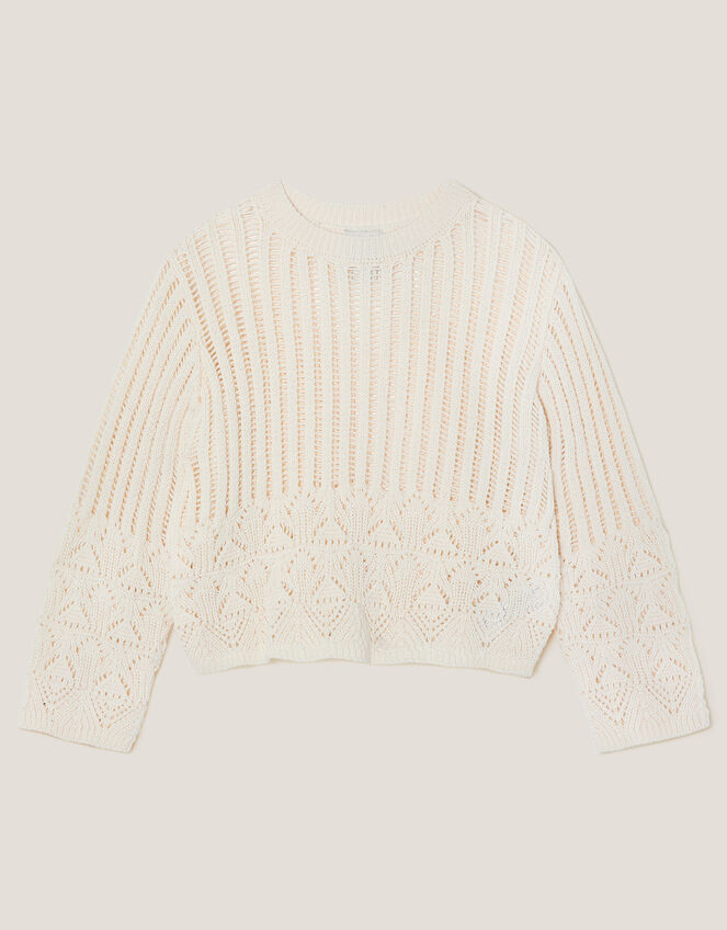 Cropped Knit Jumper, Ivory (IVORY), large
