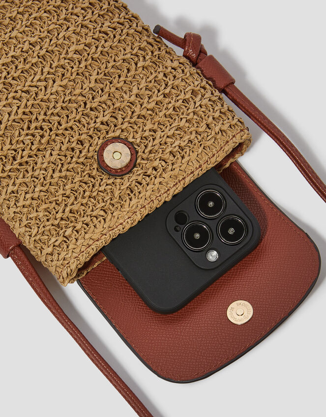 Rosie Raffia Phone Bag, Natural (NEUTRAL), large
