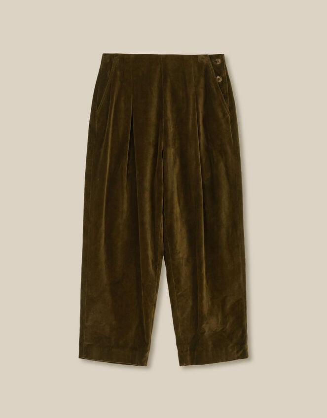 East Noa Straight Leg Velvet Trousers, Green (OLIVE), large
