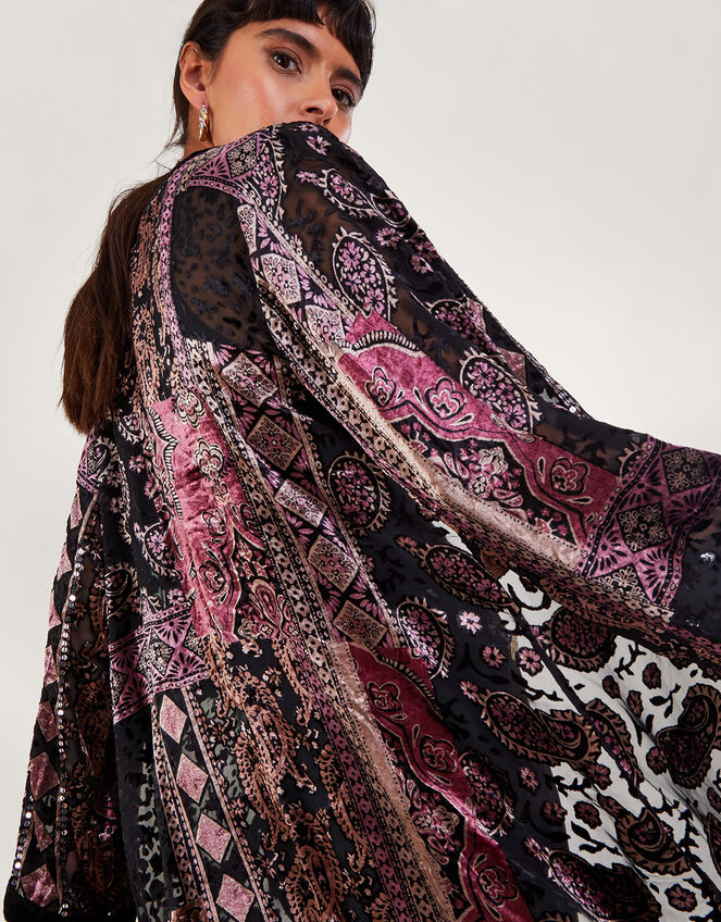 Dahlia Velvet Kimono, Black (BLACK), large