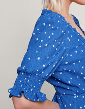 Liza Spot Jersey Dress, Blue (BLUE), large