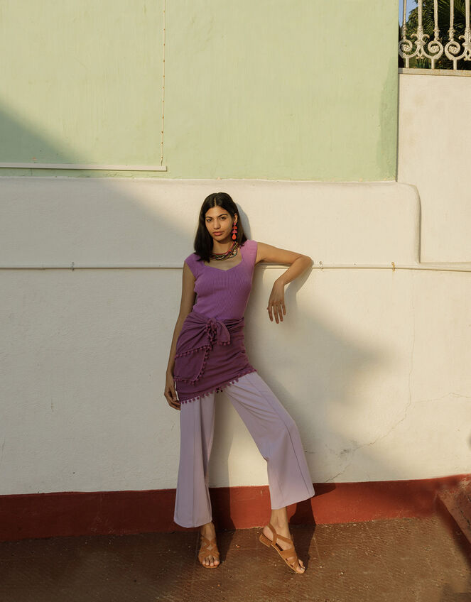 Rib Cap Sleeve Top with LENZING™ ECOVERO™ , VIOLET, large