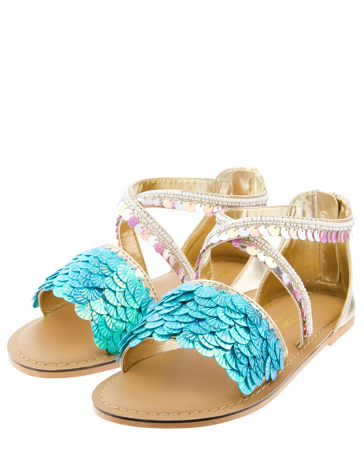 Nerissa Mermaid Embellished Sandals Blue