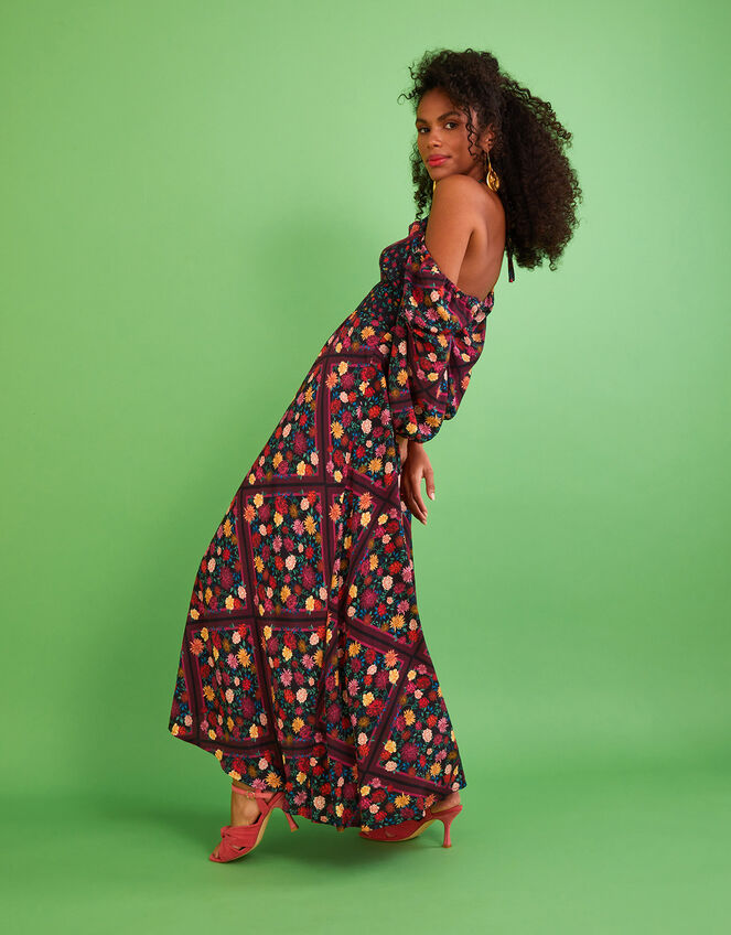 Sanvi Print Midi Dress in Sustainable Viscose, Blue (NAVY), large