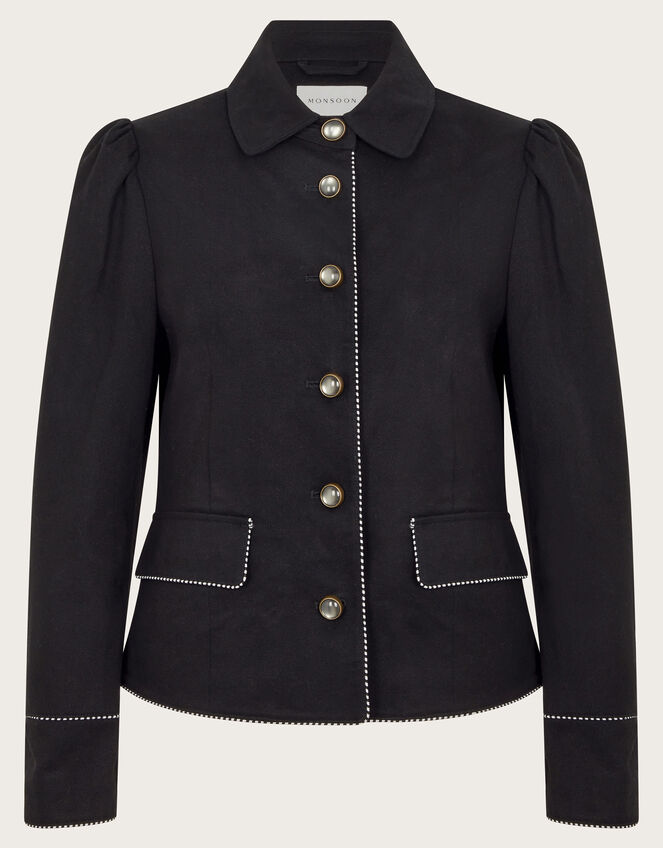 Jaz Short Single Breasted Jacket Black Women's Jackets Monsoon UK.