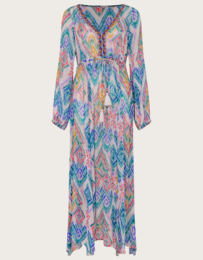 Rainbow Ikat Print Kaftan Dress in LENZING™ ECOVERO™ Pink