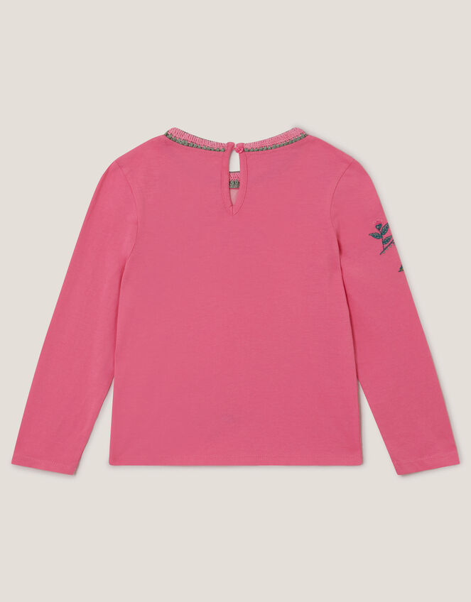 Floral Embroidered Long Sleeve Top, Pink (PINK), large